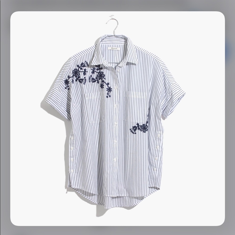 Madewell embroidered pinstripe button up